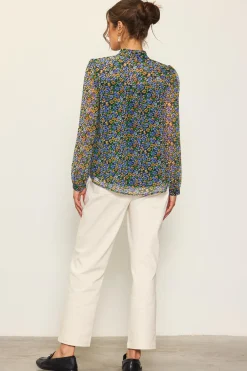 Daisy Print Neck Tie Blouse*SKIES ARE BLUE Sale