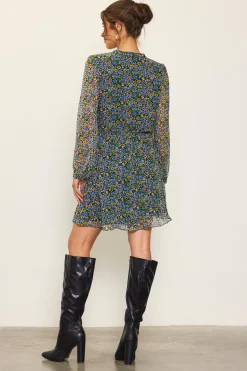 Daisy Print Pleated Mini Dress*SKIES ARE BLUE