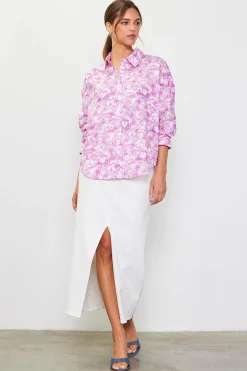 Daphne Floral Print Button Down Blouse*SKIES ARE BLUE Discount