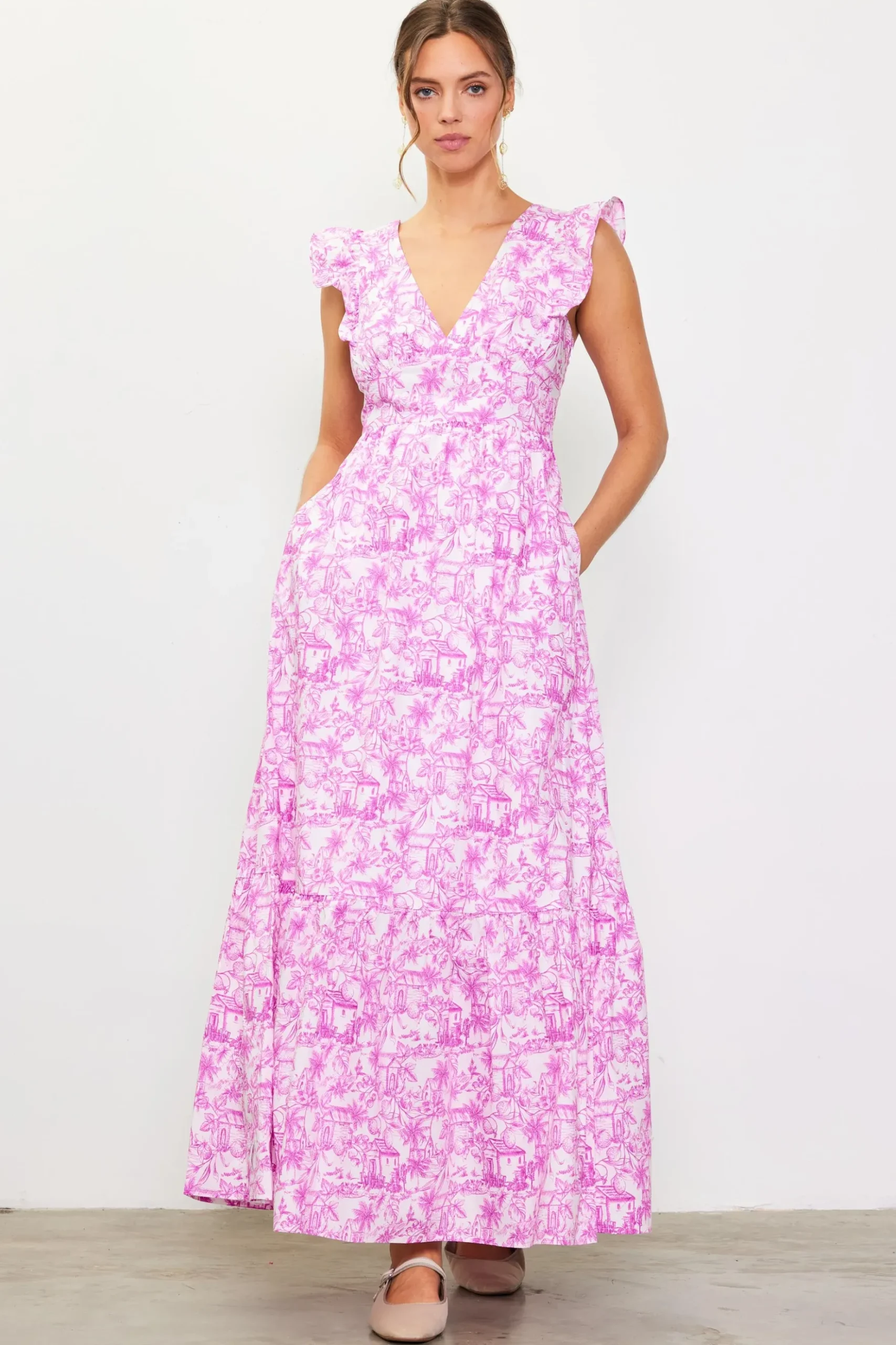 Daphne Floral Print Ruffled Maxi Dress*SKIES ARE BLUE Online