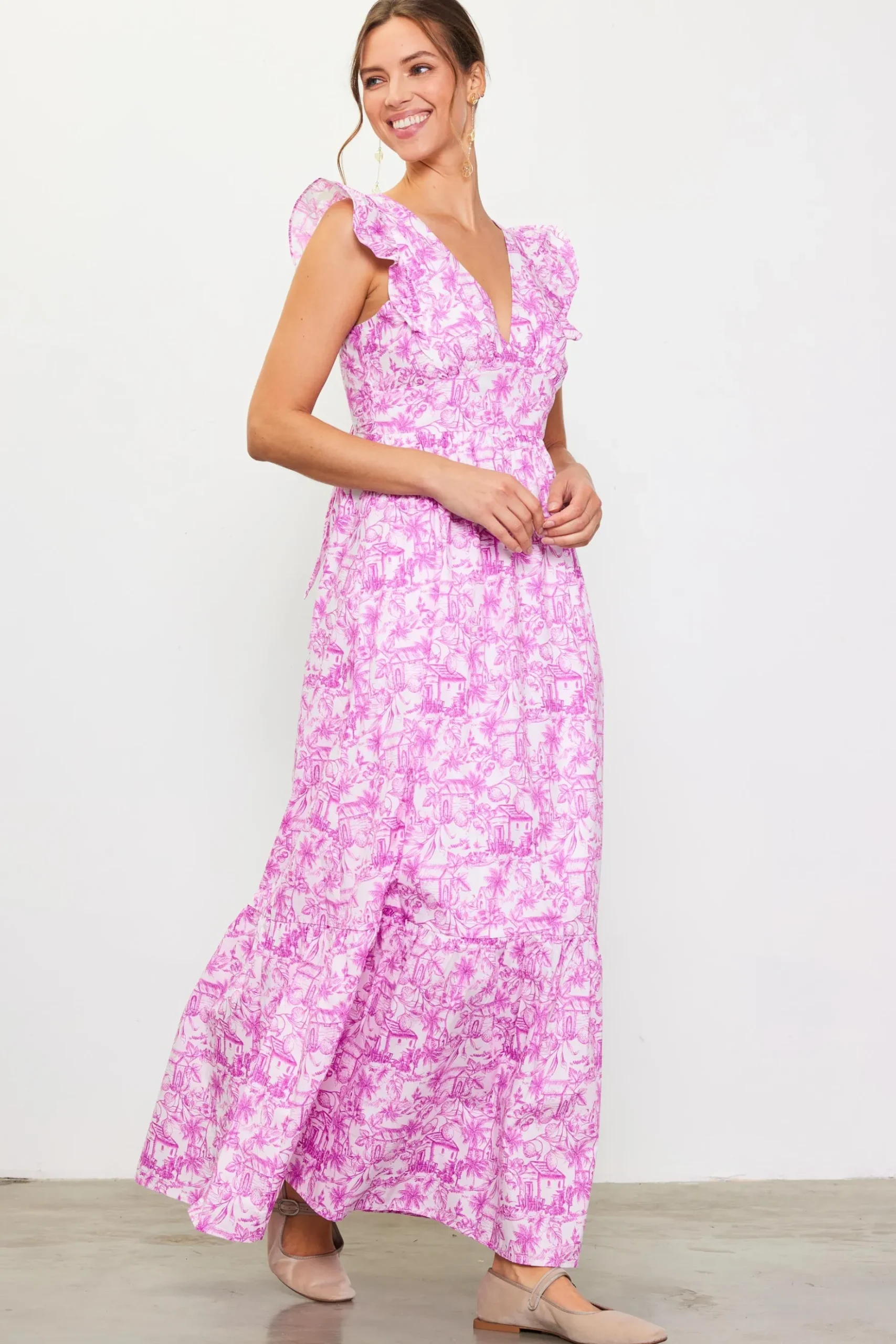 Daphne Floral Print Ruffled Maxi Dress*SKIES ARE BLUE Online