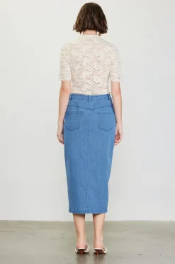 Denim Button Down Midi Skirt*SKIES ARE BLUE Sale