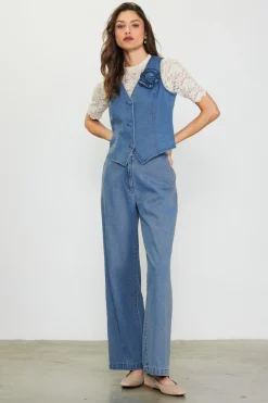 Denim Vest With Detachable Rosette*SKIES ARE BLUE Discount