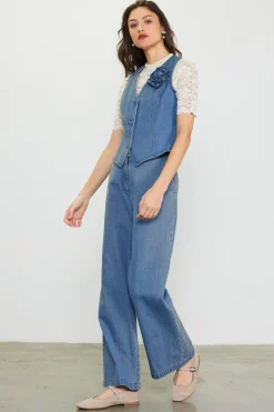 Denim Vest With Detachable Rosette*SKIES ARE BLUE Discount