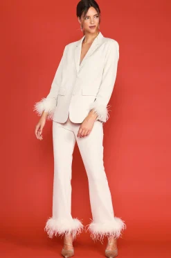 Detachable Feather Cuff Blazer*SKIES ARE BLUE New