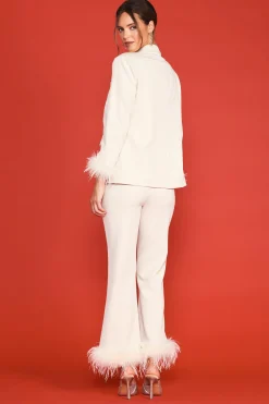 Detachable Feather Cuff Blazer*SKIES ARE BLUE New
