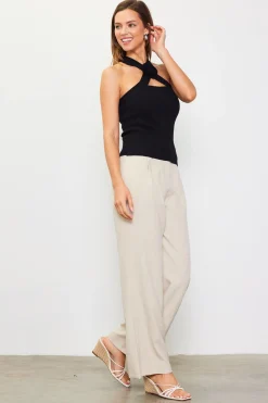 Detachable Rosette Knit Halter Top*SKIES ARE BLUE