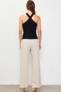 Detachable Rosette Knit Halter Top*SKIES ARE BLUE