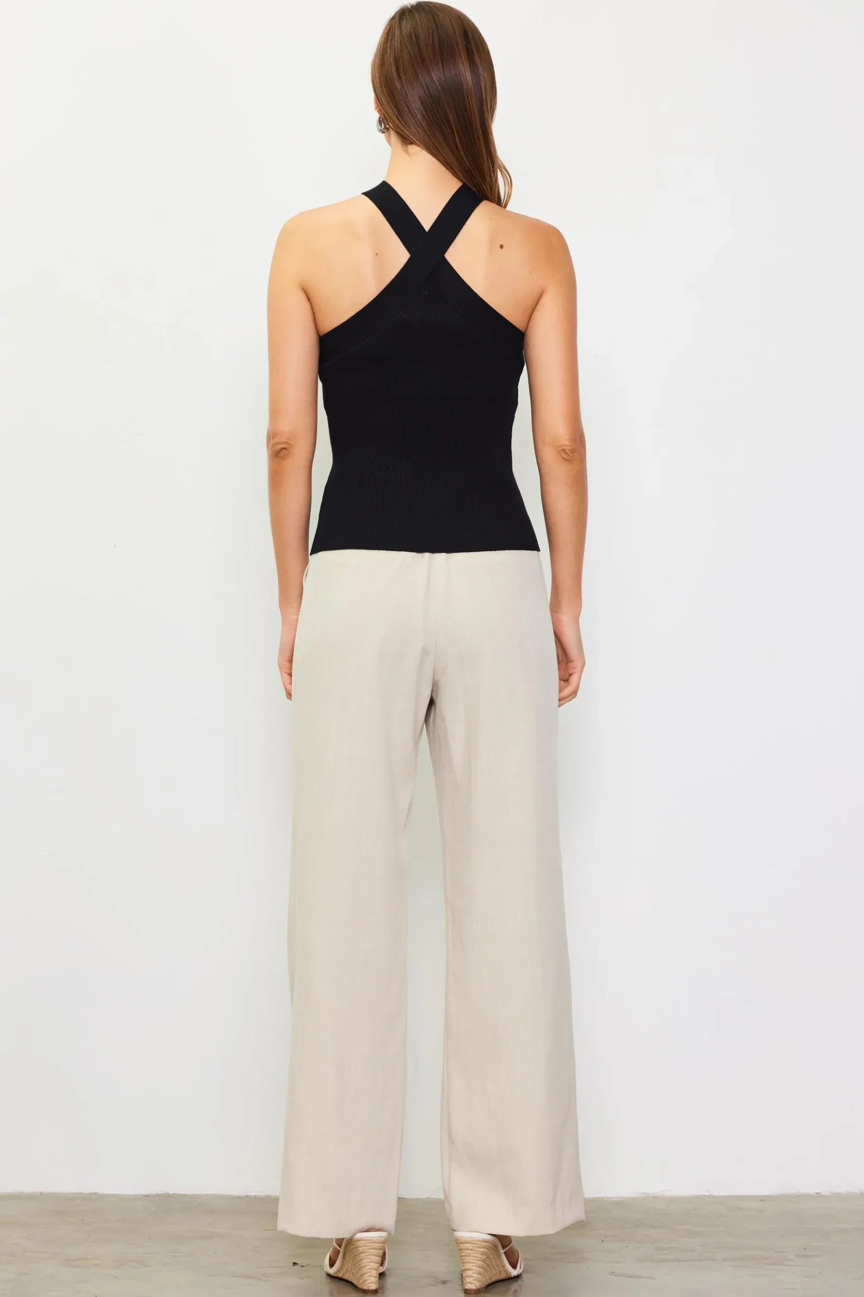 Detachable Rosette Knit Halter Top*SKIES ARE BLUE