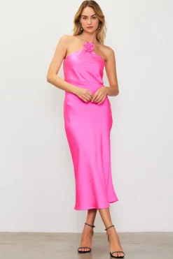 Detachable Rosette Metallic Strap Midi Dress*SKIES ARE BLUE New