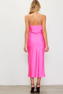 Detachable Rosette Metallic Strap Midi Dress*SKIES ARE BLUE New