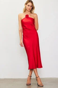 Detachable Rosette Metallic Strap Midi Dress*SKIES ARE BLUE Discount
