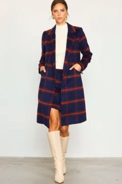 Double Breasted Plaid Coat*SKIES ARE BLUE Clearance