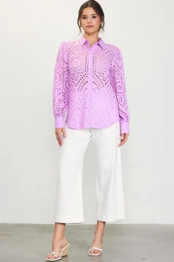 Eyelet Buttondown Shirt*SKIES ARE BLUE Hot