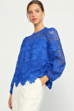 Eyelet Lace Longsleeve Blouse*SKIES ARE BLUE Hot