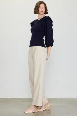Eyelet Ruffle Sleeve Knit Top*SKIES ARE BLUE Discount