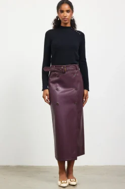 Faux Leather Belted Midi Skirt*SKIES ARE BLUE Hot