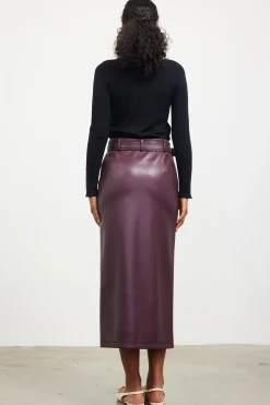 Faux Leather Belted Midi Skirt*SKIES ARE BLUE Hot