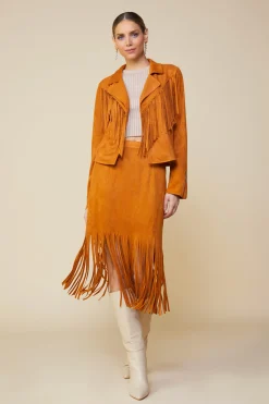 Faux Leather Fringe Jacket*SKIES ARE BLUE New