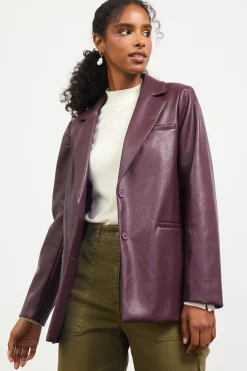 Faux Leather Tailored Blazer*SKIES ARE BLUE