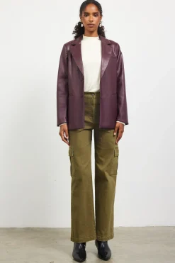 Faux Leather Tailored Blazer*SKIES ARE BLUE