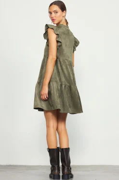 Faux Suede Tiered Mini Dress*SKIES ARE BLUE Online