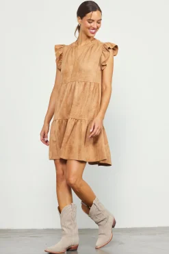 Faux Suede Tiered Mini Dress*SKIES ARE BLUE Hot