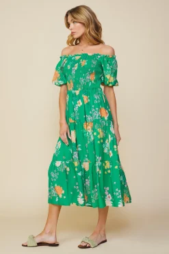 Fleur Print Off Shoulder Midi Dress*SKIES ARE BLUE Online