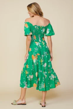 Fleur Print Off Shoulder Midi Dress*SKIES ARE BLUE Online