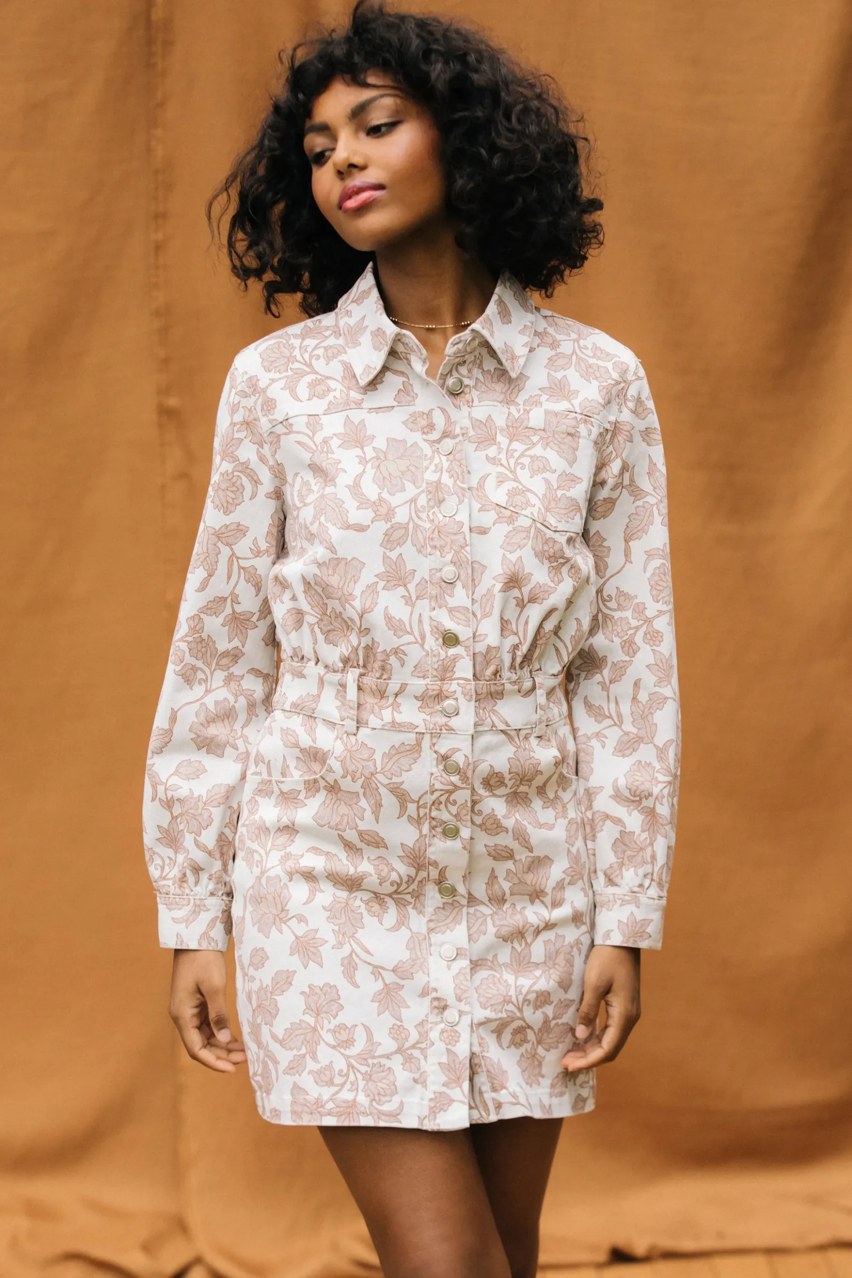 Floral Denim Button Down Dress*SKIES ARE BLUE Discount