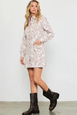 Floral Denim Button Down Dress*SKIES ARE BLUE Discount
