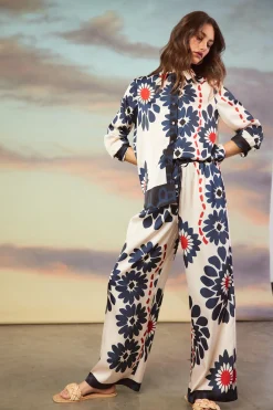 Floral Print Elastic Waistband Pants*SKIES ARE BLUE Clearance