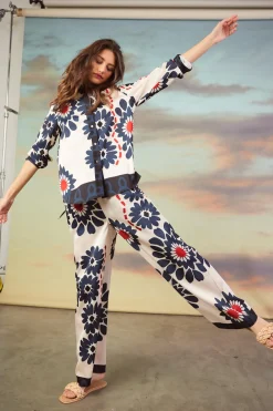 Floral Print Elastic Waistband Pants*SKIES ARE BLUE Clearance