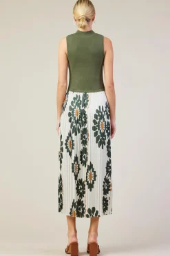 Floral Print Mixed Media Dress*SKIES ARE BLUE Best