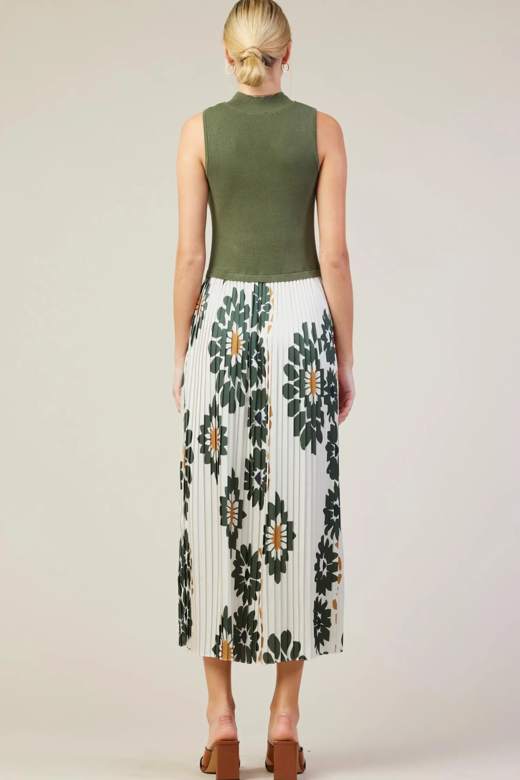 Floral Print Mixed Media Dress*SKIES ARE BLUE Best