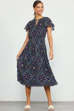 Floral Print Pleated Midi Dress*SKIES ARE BLUE Sale