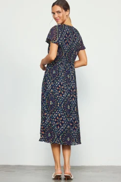 Floral Print Pleated Midi Dress*SKIES ARE BLUE Sale