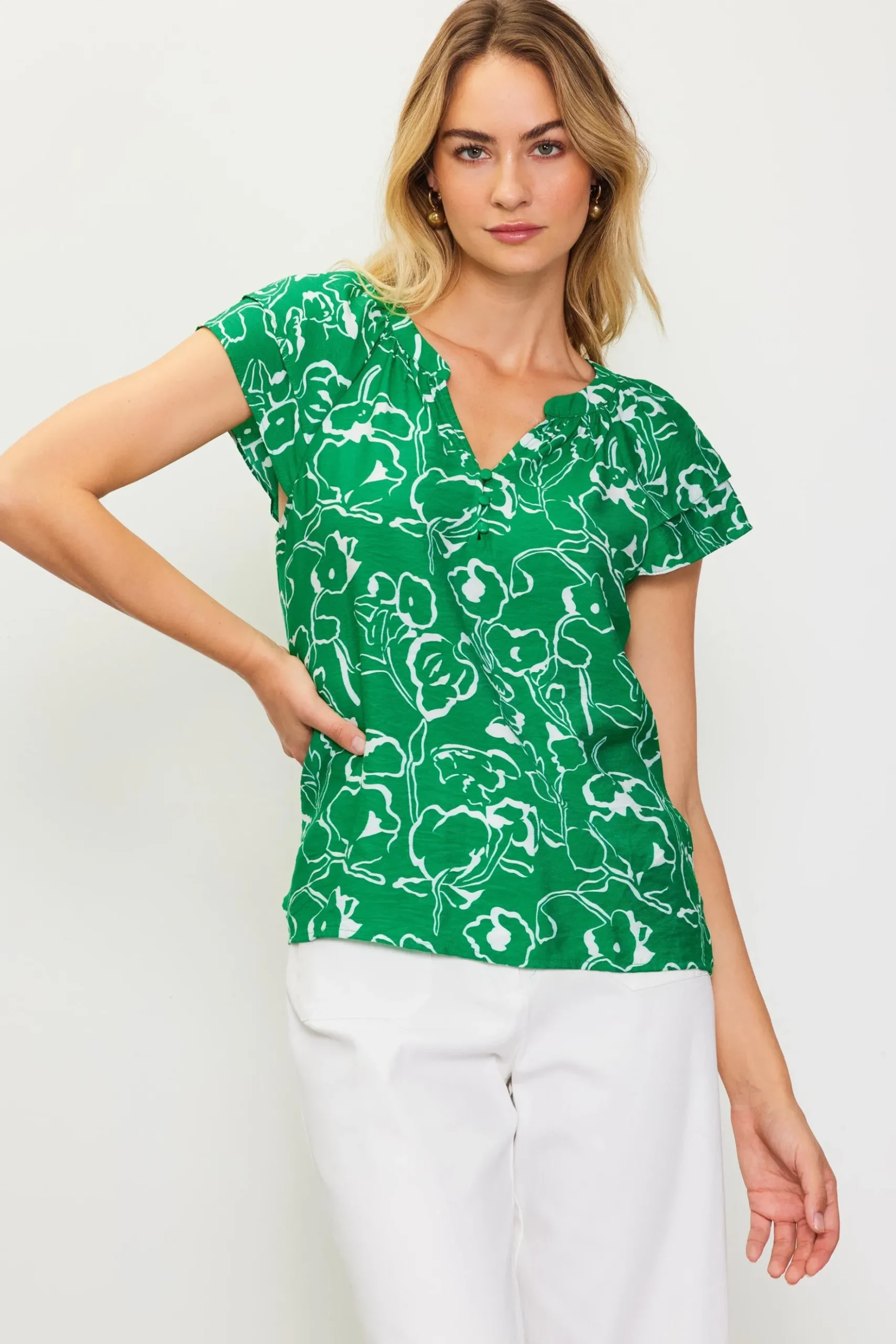 Floral Print Short Sleeve Top*SKIES ARE BLUE Hot
