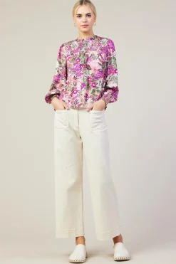 Floral Print Smocked Neckline Blouse*SKIES ARE BLUE Clearance