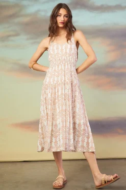 Floral Print Smocked Waist Dress*SKIES ARE BLUE New