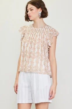 Floral Print Smocked Yoke Top*SKIES ARE BLUE Sale
