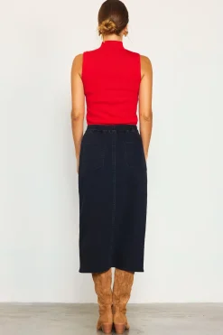 Front Slit Maxi Denim Skirt*SKIES ARE BLUE Online