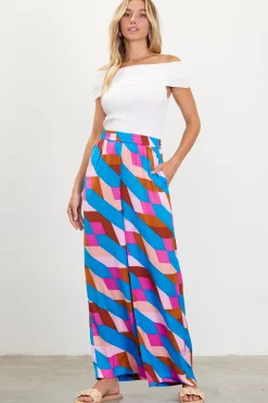 Geometric Print Wide Leg Pants*SKIES ARE BLUE