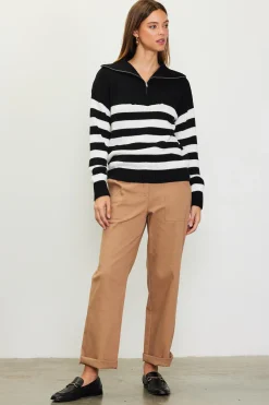Half-Zip Striped Sweater*SKIES ARE BLUE