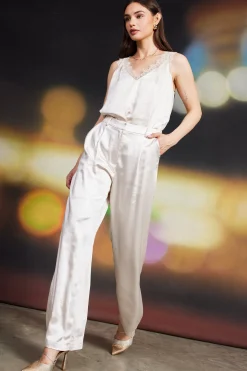 High Waisted Satin Straight Leg Pant*SKIES ARE BLUE Online