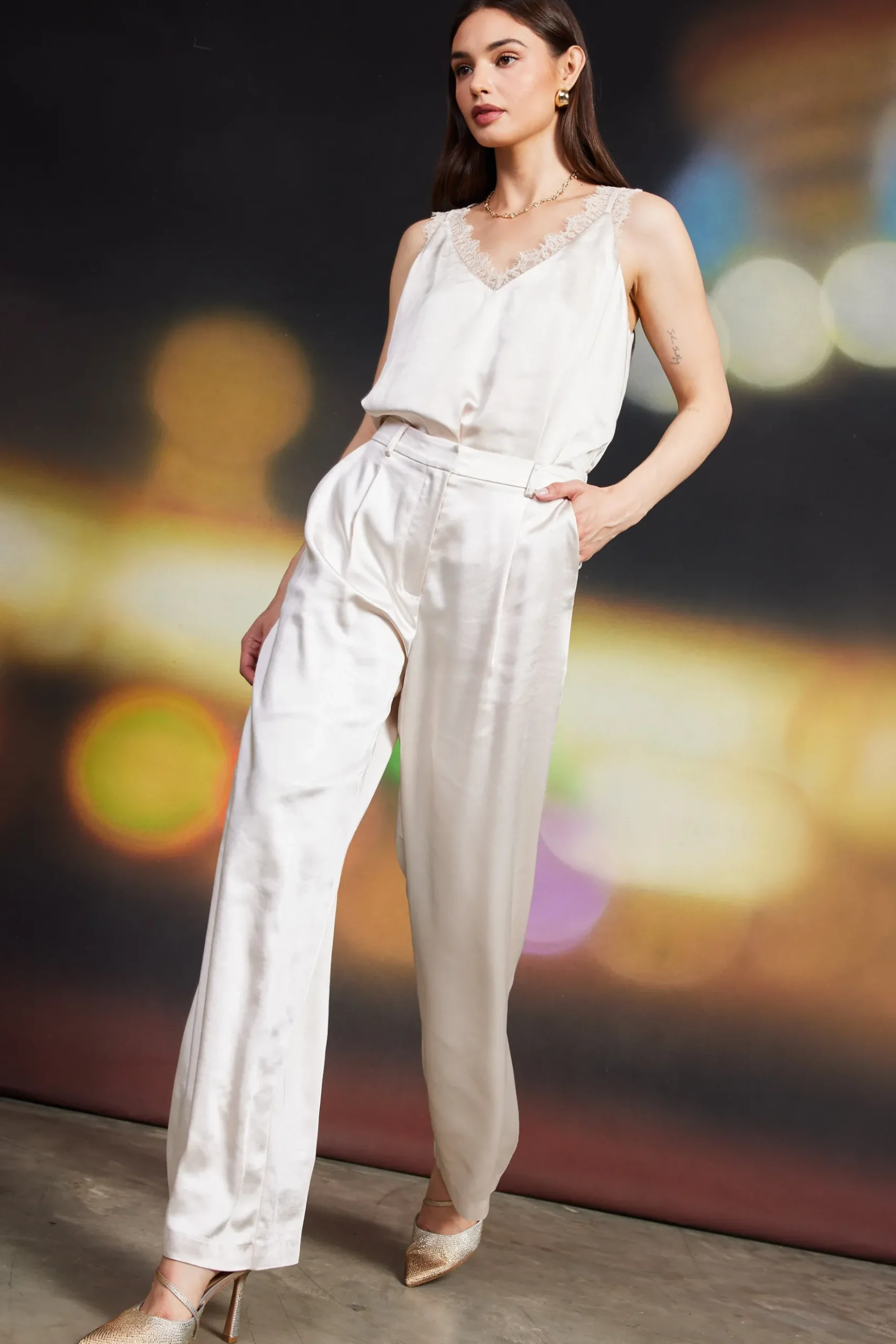 High Waisted Satin Straight Leg Pant*SKIES ARE BLUE Online