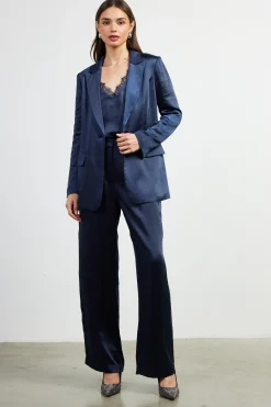 High Waisted Satin Straight Leg Pant*SKIES ARE BLUE Outlet