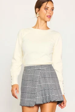Houndstooth Pleated Mini Skort*SKIES ARE BLUE Clearance