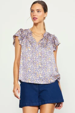 Indira Floral Print Split Neck Top*SKIES ARE BLUE Discount