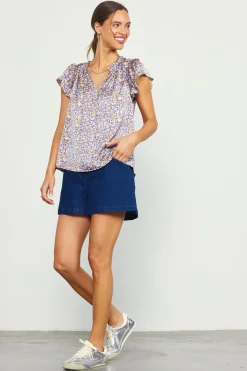 Indira Floral Print Split Neck Top*SKIES ARE BLUE Discount
